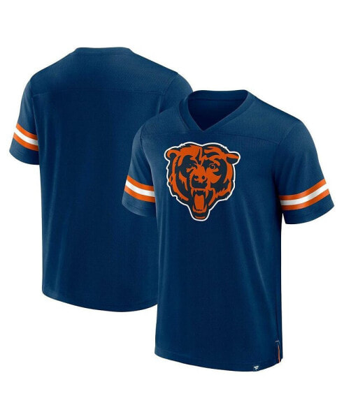 Men's Navy Chicago Bears Jersey Tackle V-Neck T-shirt