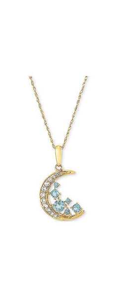 Macy's swiss Blue Topaz (3/8 ct. t.w.) & White Topaz (1/6 ct. t.w.) Scatter Crescent Moon 18" Pendant Necklace in 14k Gold