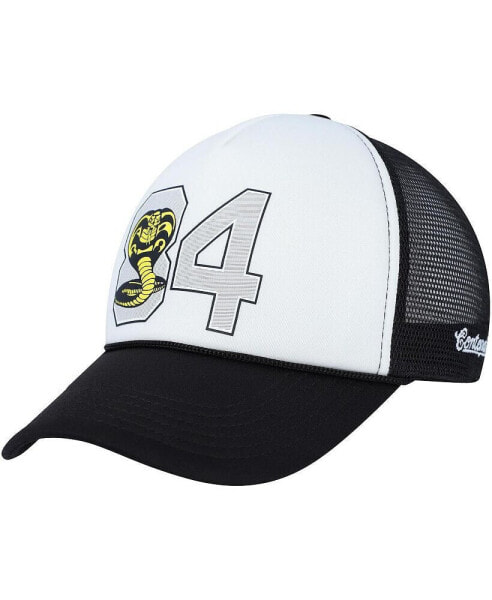 Men's and Women's White, Black Cobra Kai 84 Snapback Hat