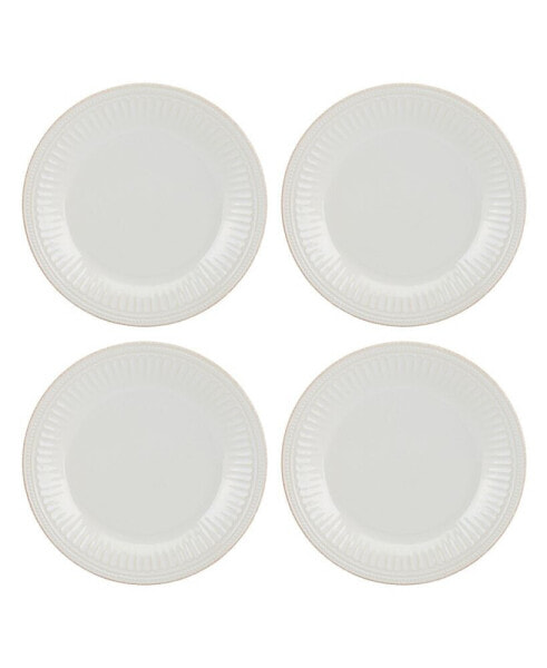 French Perle Groove Dinner Plates, Set Of 4
