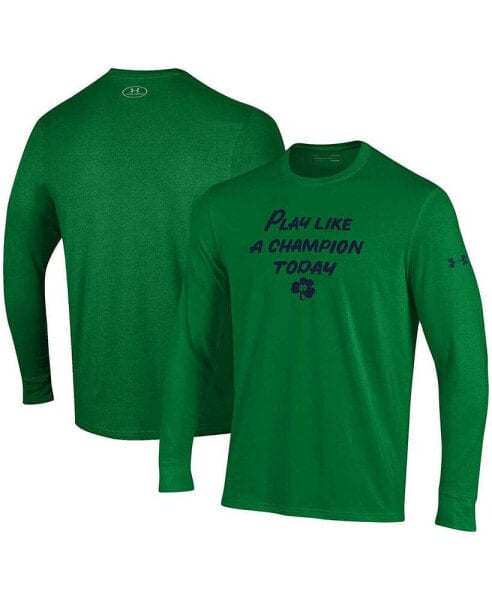 Men's Green Notre Dame Fighting Irish Play Like A Champion Today Long Sleeve Performance T-shirt