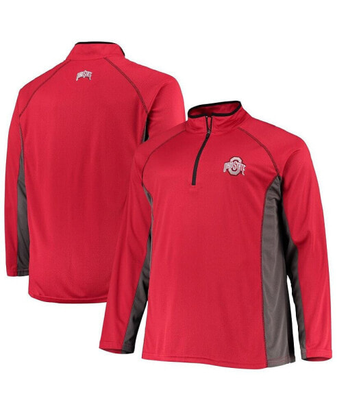 Men's Scarlet Ohio State Buckeyes Big and Tall Textured Raglan Quarter-Zip Jacket