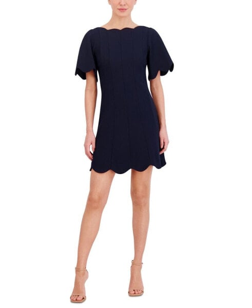 Women's Scallop Trim A-Line Dress