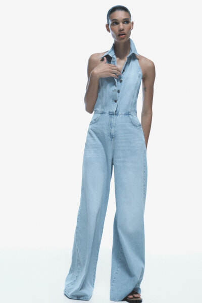 Z1975 DENIM HALTER JUMPSUIT