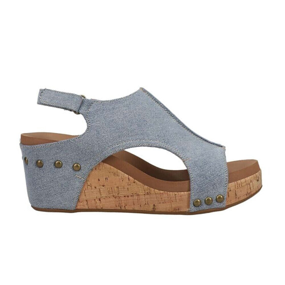 Corkys Carley Studded Wedge Womens Blue Casual Sandals 30-5316-BLDN