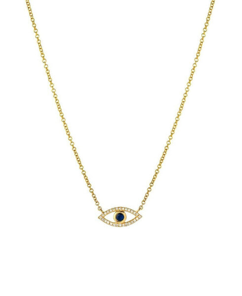 Diamond Sapphire 14K Gold Evil Eye Necklace