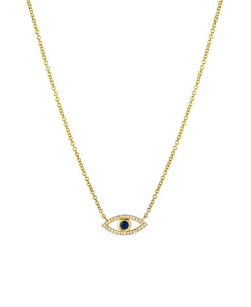 Zoe Lev diamond Sapphire 14K Gold Evil Eye Necklace