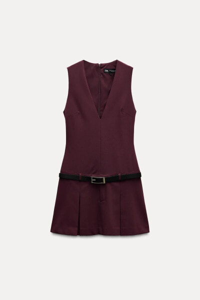 BELTED BOX PLEAT DRESS