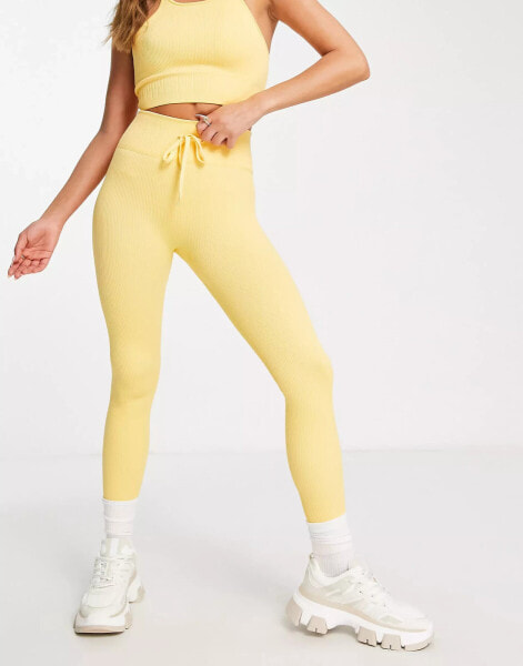 Love & Other Things ribbed gym leggings in mango