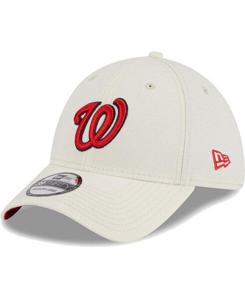 Men's White Washington Nationals Chrome Team Classic 39THIRTY Flex Hat