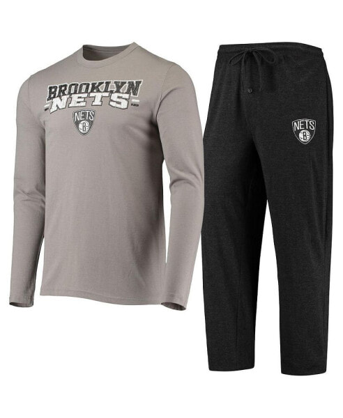 Пижама Concepts Sport мужская черно-серая Brooklyn Nets со свитшотом и брюками