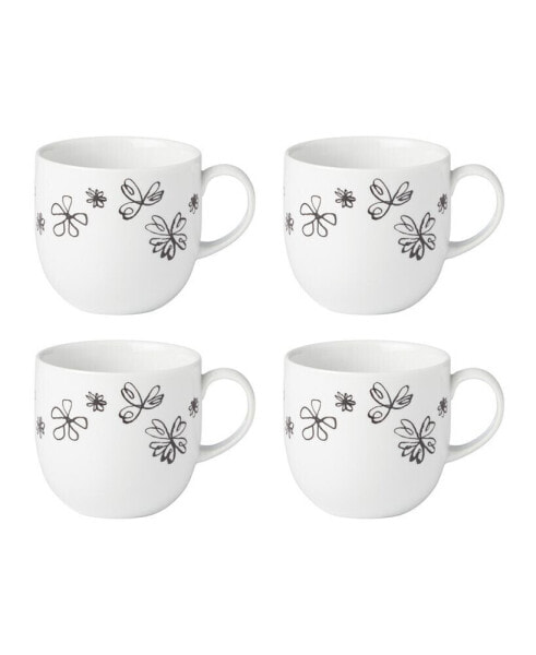 Garden Doodle 4 Piece Mugs Set