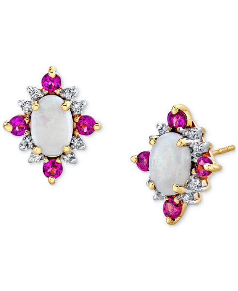 Серьги Macy's Multi-Gem & Diamond Stud