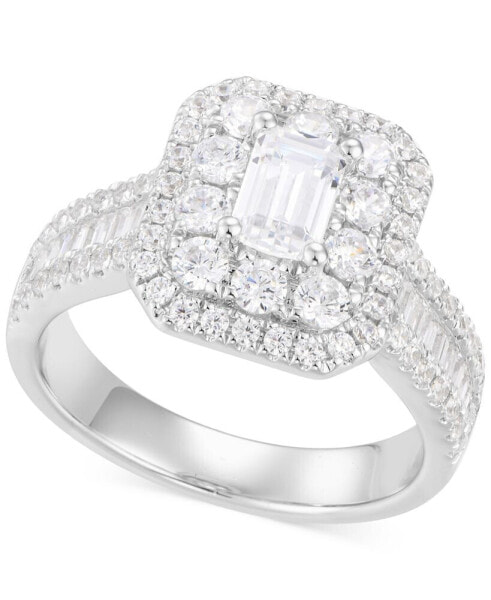 Кольцо Macy's Emerald-Cut Double Halo Engagement