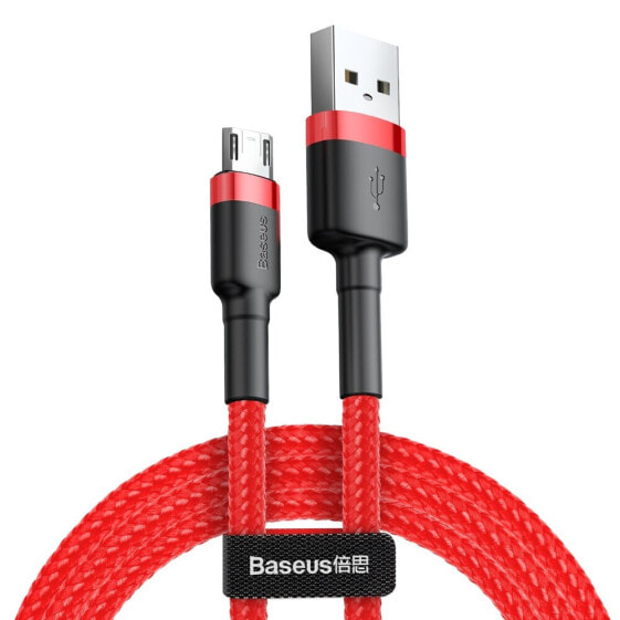 Wytrzymały elastyczny kabel przewód USB microUSB QC3.0 2.4A 1M czerwony