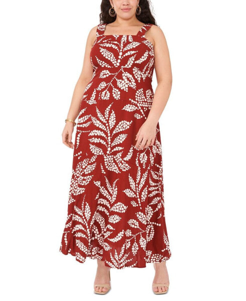 Plus Size Printed Square-Neck Maxi Dress