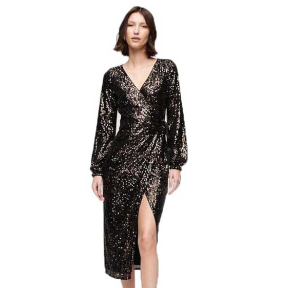 Платье с пайетками Superdry Sequin Wrap Long Sleeve Midi Dress