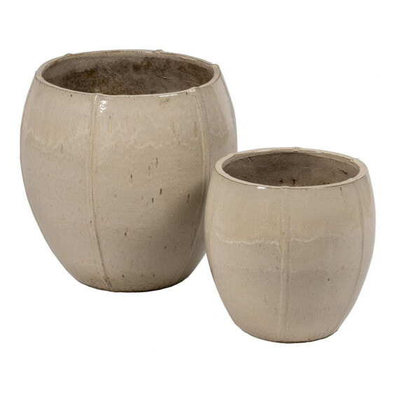 Set of Planters Cream Ceramic 55 x 55 x 55 cm (2 Units)