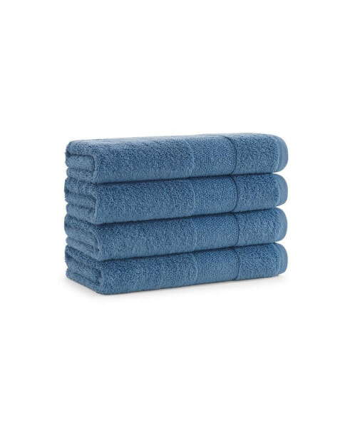 Luxury Turkish Hand Towels, 4-Pack, 600 GSM, Extra Soft Plush, 18x32, Solid Color Options with Dobby Border