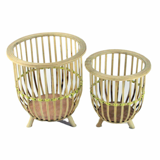 Set of Planters DKD Home Decor 35 x 35 x 37 cm Natural Light brown Bamboo