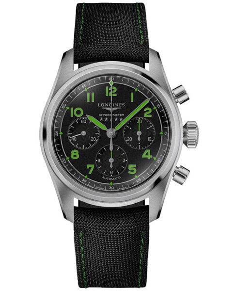 Men's Swiss Automatic Chronograph Spirit Pioneer Edition Black Synthetic Strap Watch 42mm