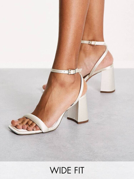 ASOS DESIGN Wide Fit Hilton barely there block heeled sandals in beige