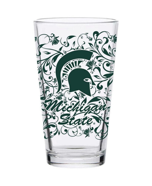 Michigan State Spartans 16 Oz Floral Pint Glass