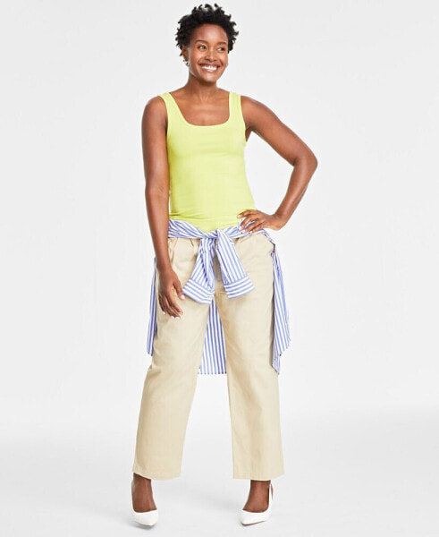 Women's Ribbed Square-Neck Tank, Created for Macy's