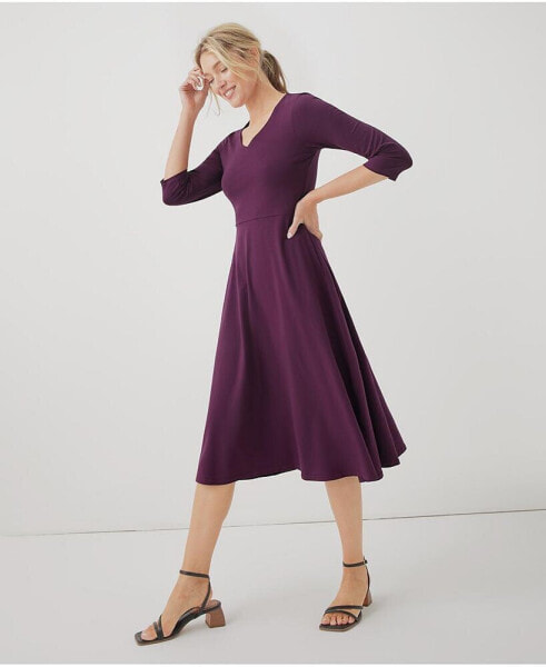 Organic Cotton Fit & Flare Midi Party Dress