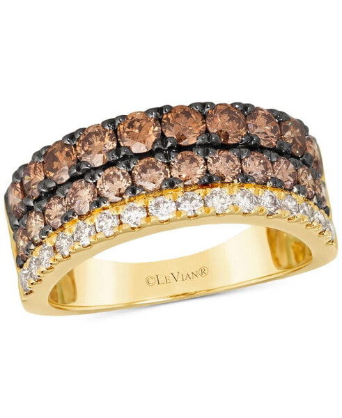 Chocolate Ombré Diamond Triple Row Ring (1-7/8 ct. t.w.) in 14k Gold