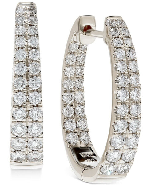 Diamond Graduated In & Out Hoop Earrings (1-1/2 ct. t.w.) in 14k White or Yellow Gold