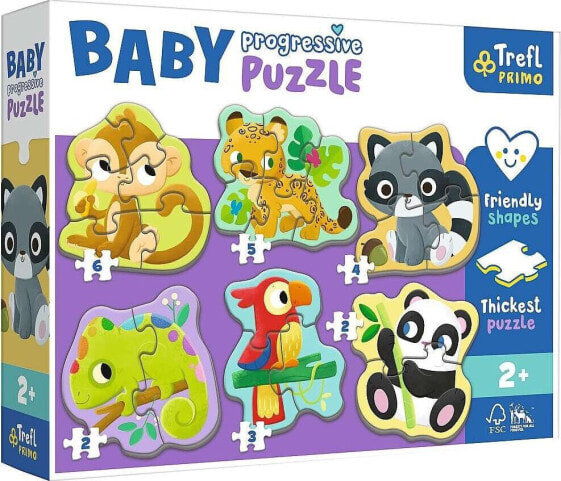 Trefl Puzzle Baby Progressive Zestaw 6w1 Zwierzęta egzotyczne 22 elementów