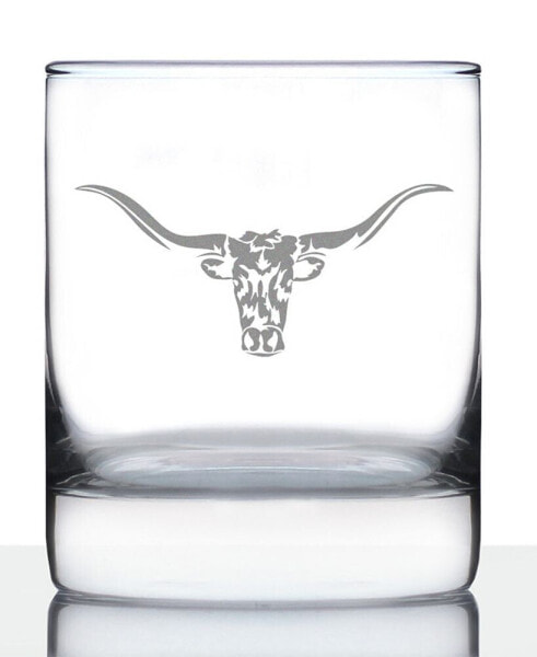 Longhorn Texas Rancher Gifts Whiskey Rocks Glass, 10 oz