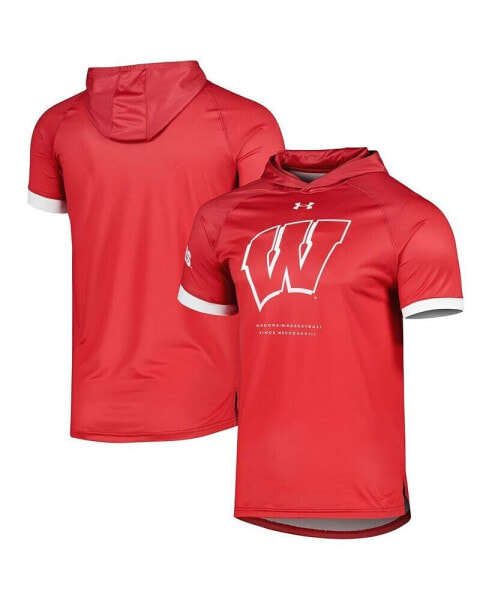 Men's Red Wisconsin Badgers On-Court Raglan Hoodie T-shirt