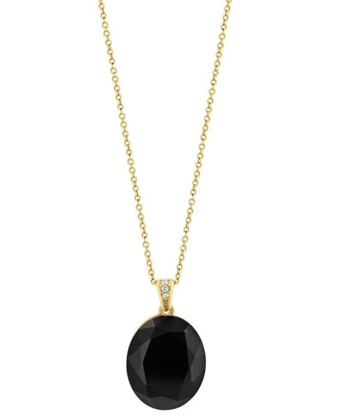 EFFY® Onyx & Diamond Accent Oval 18" Pendant Necklace in 14k Gold