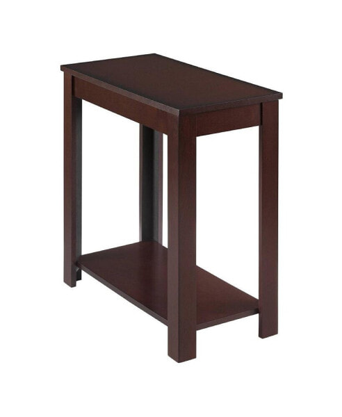 Wooden Charcoal Finish Chairside Table with Open Bottom Shelf