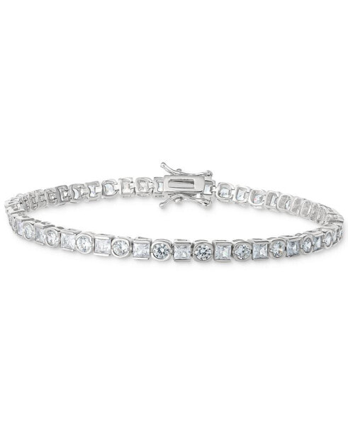 Cubic Zirconia Square & Round Tennis Bracelet in Sterling Silver, Created for Macy's