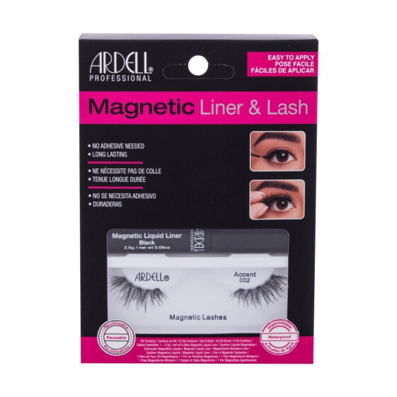 Ardell Magnetic Liner & Lash Accent 002 1 St. falsche wimpern für Frauen Magnetwimpern Accent 002 1 Paar + Magnet Eyeliner Gel Magnet Liquid Liner 2,5 g Black