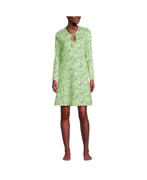 Women's Cotton Interlock Long Sleeve Above the Knee Nightgown