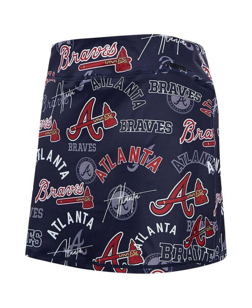 Women's Navy Atlanta Braves Toss Logo Lux Skort