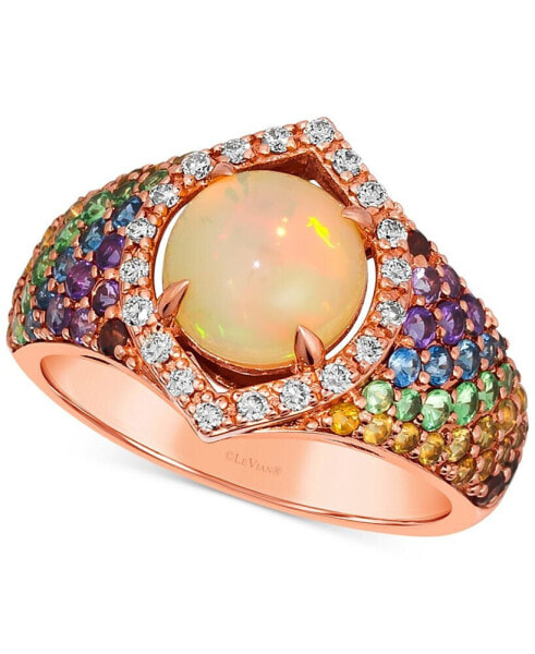 Multi-Gemstone (1-7/8 ct. t.w.) & Nude Diamond (1/6 ct. t.w.) Statement Ring in 14k Rose Gold