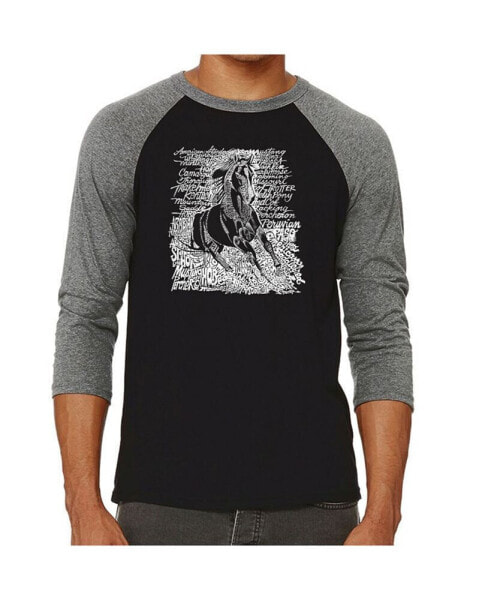 Popular Horse Breeds Men's Raglan Word Art T-shirt