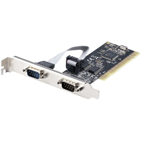 2-Port PCI RS232 Serial Adapter Card - PCI Serial Port Expansion Controller Card - PCI to Dual Serial DB9 Card - Standard (Installed) & Low Profile Brackets - Windows/Linux - PCI/PCI-X - Serial - RS-232 - Black - ASIX - MCS9865 - 115.2 Kbit/s
