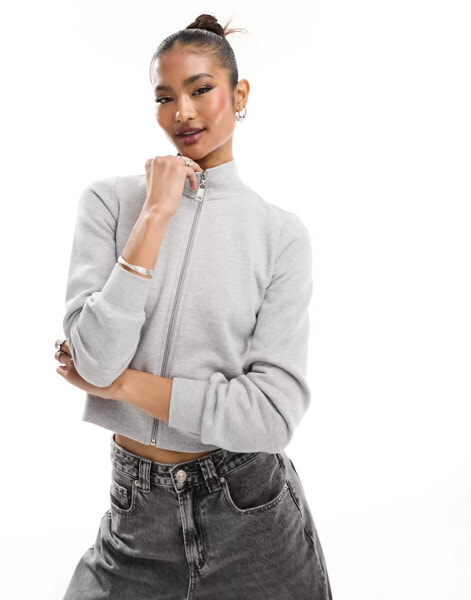 ASOS DESIGN zip up sweatshirt in grey