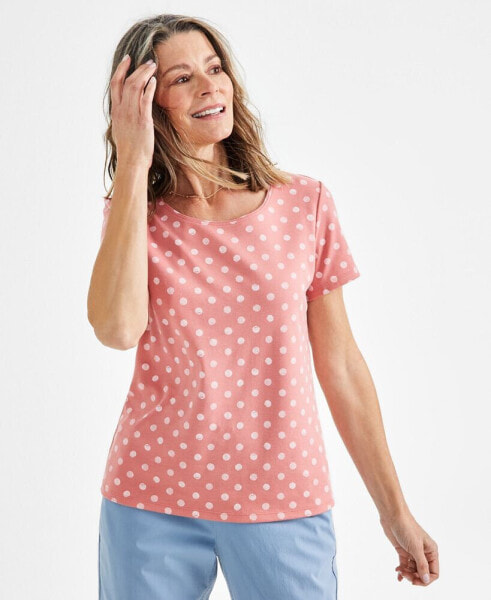 Women's Short-Sleeve Printed Scoop-Neck Top, Created for Macy's