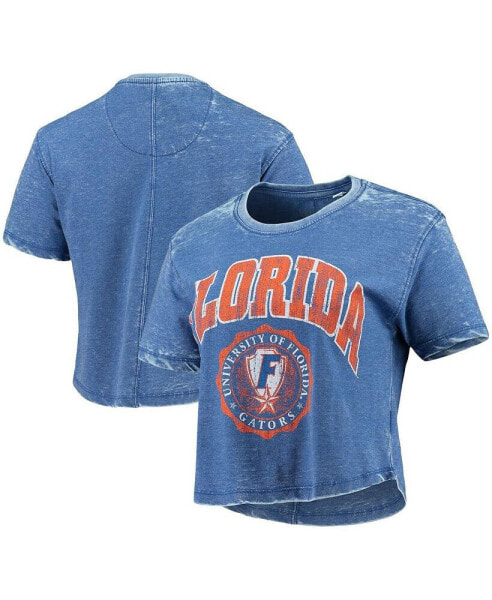 Women's Royal Florida Gators Edith Vintage-Inspired Burnout Crop T-shirt