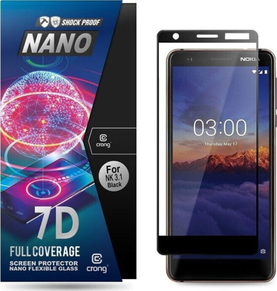 Crong Crong 7D Nano Flexible Glass - Szkło hybrydowe 9H na cały ekran Nokia 3.1 uniwersalny