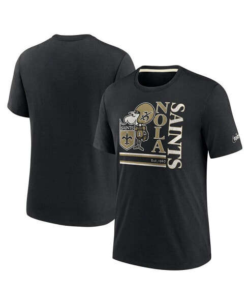 Men's Black New Orleans Saints Wordmark Logo Tri-Blend T-shirt