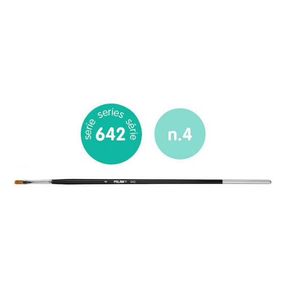 MILAN ´Premium Synthetic´ Cat´S Tongue Paintbrush With LonGr Handle Series 642 No. 4