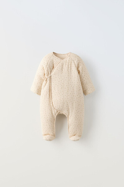 Crepe quilted sleepsuit with branches